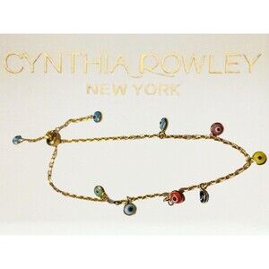 Cynthia Rowley Gold/Sterling Silver Rainbow Evil Eye Bracelet Adj/Slide/Bolo NWT